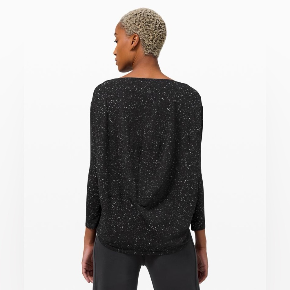 Lululemon Back In Action Long Sleeve *Splatter Black Women’s Size 10 - Picture 3 of 9